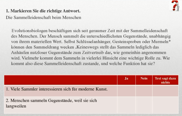 пример части Чтение Test Daf (Тест Даф) по немецкому языку